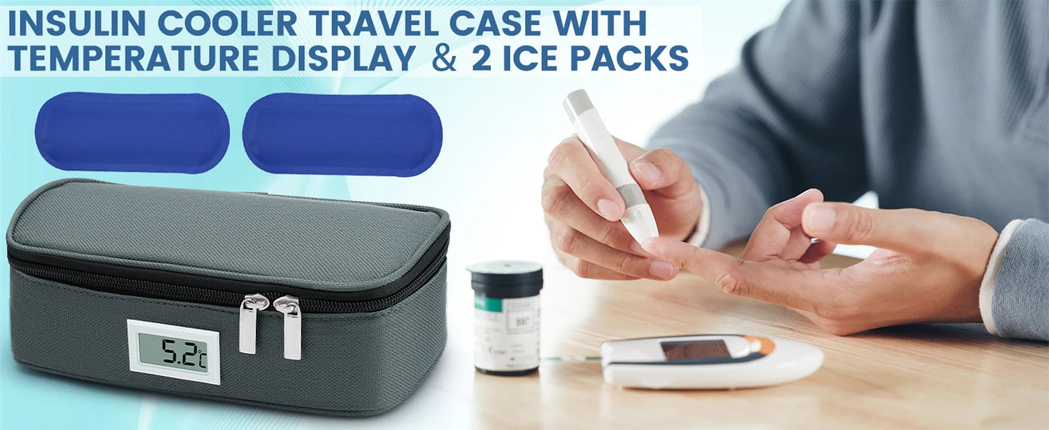 Convenient Insulin Refrigeration Box Medication Receiving Small Refrigerator With 2 Ice Packs LED Temperature Display