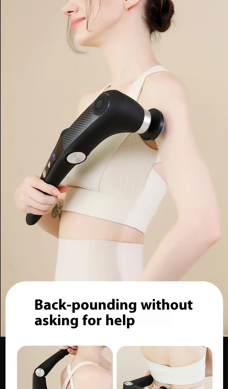 Fascia Massage Gun Shoulder Massager Electric Muscle Massage Machine High Frequency Back Waist Body Massage with Extended Handle