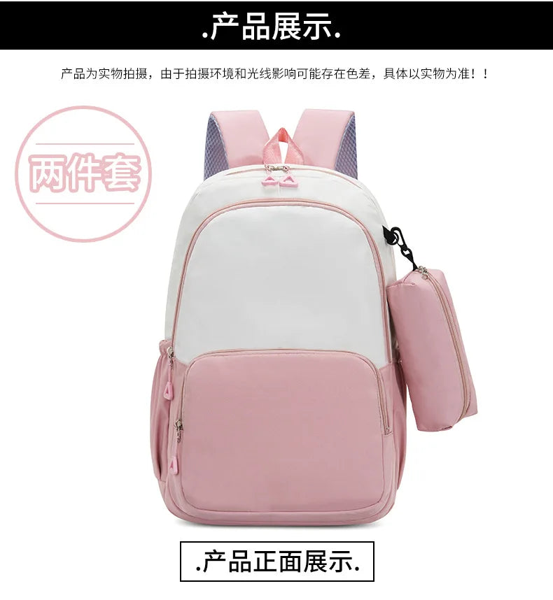 Stitch Disney Girls Schoolbag with Pencil Bags Women Travel Bag New Backpacks for Student Children Large Capacity Bookbag Gifts