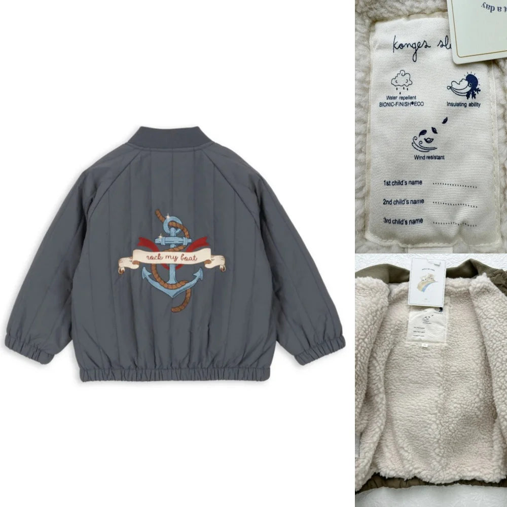 2025 KS Winter Baby Boys Cartoon Lambswool Jackets Kids Cotton Clothes Girls Jackets Outerwear Coats Boys Flight Suit Jackets