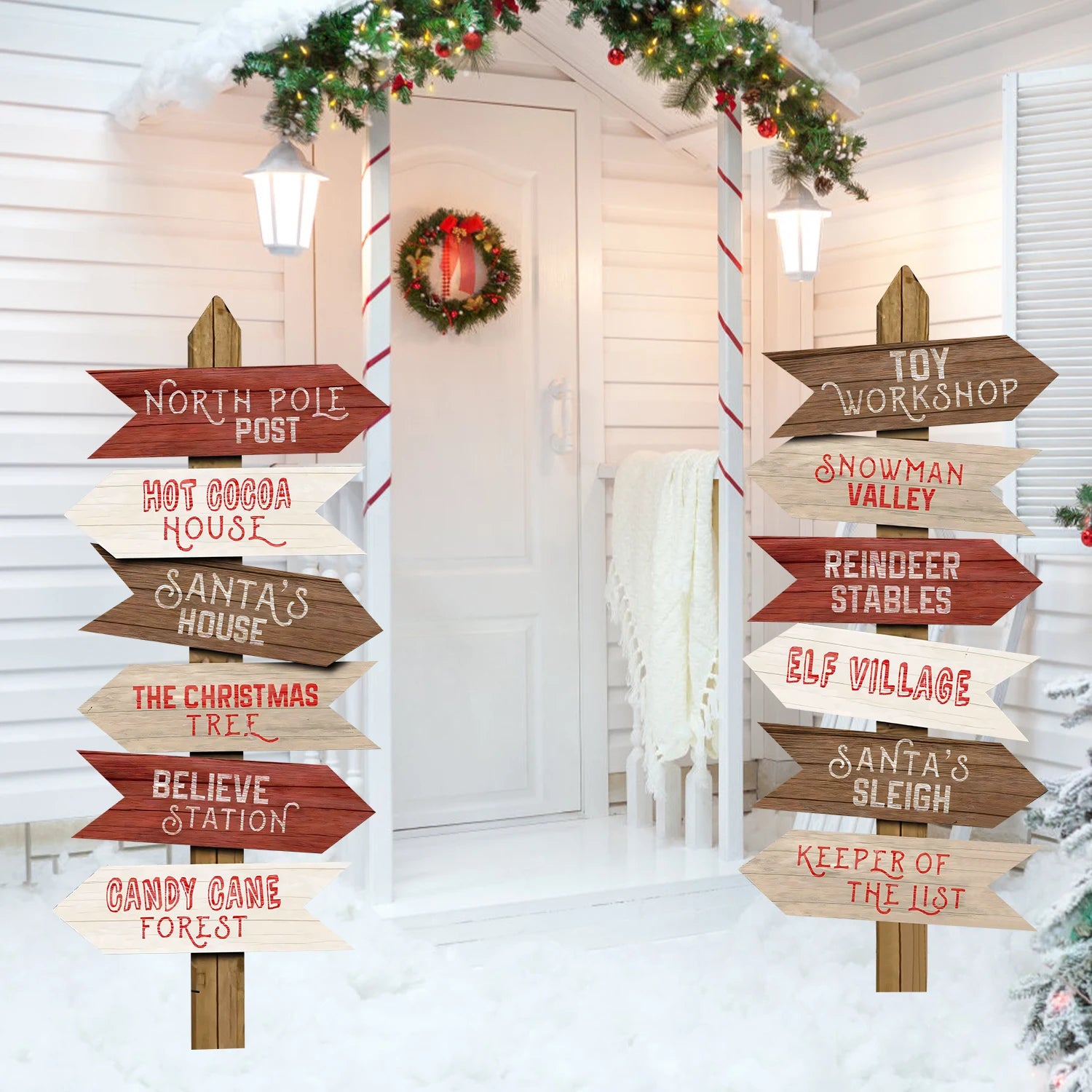 12PCS Arctic Christmas Festival Paper Signage Xmas decor 2025 Xmas Santa Claus workshop sign Navidad Natal New Year Gift 2026