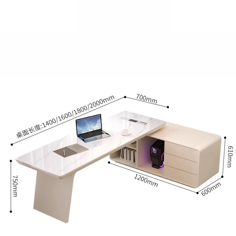 White minimalist office desk modern Elegant high-end design executive desk Mid century luxurymesa ordenador interior furniture