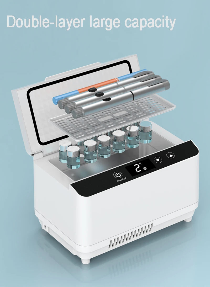 Double-layer Large Capacity Insulin Cold Box Rechargeable Insulin Refrigerator Medicine Cooler With Carrying Bag