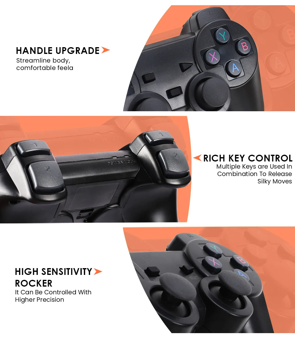 New X2 Plus Game Stick 4K HD Video Game Console 2.4G Double Wireless Controller Game Stick For N64/PSP/PS1/GBA