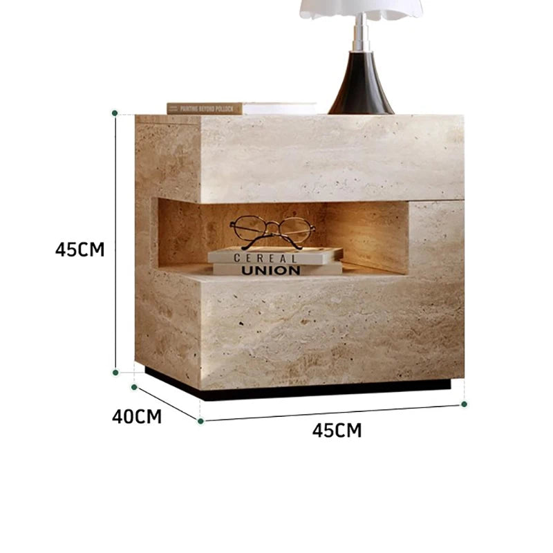 Wabi Sabi Minimalist Nightstands Rectangle Trendy Premium Glam Nightstands Bedroom Hidden Storage Mesilla De Noche Furniture