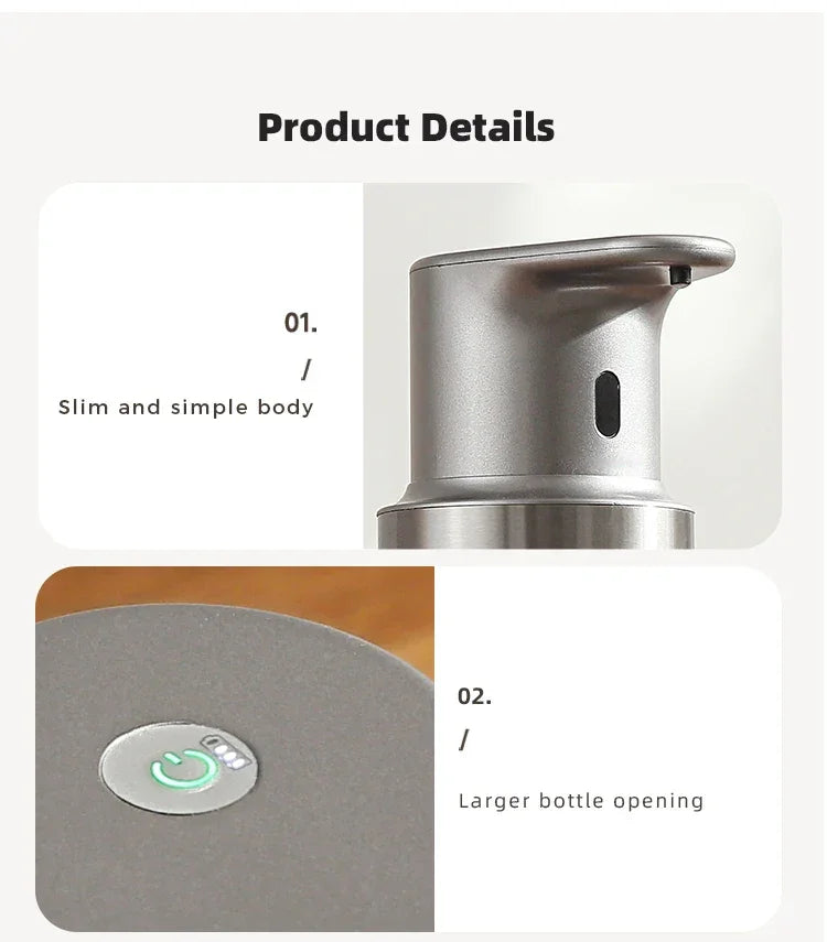 480ml Kitchen Soap Dispenser Automatic Sensor Hand Sanitizer Machine Intelligent Electric Body Wash Soap Dispenser 304 Stainless Steel