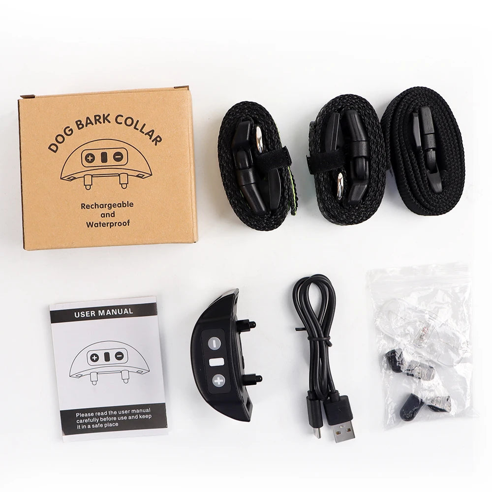 Dog Training Collar Anti-barking Collar Automatic Anti Bark Dog Collar USB Rechargeable Dog Trainer Electric Shock Beep