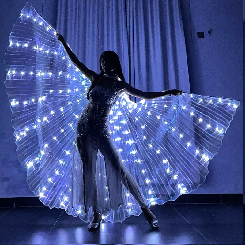 LED Luminous Butterfly Wing Belly Dancing Performance Costumes Stage Show Christmas Party Lighting Cloak Luminous Butterfly Wing