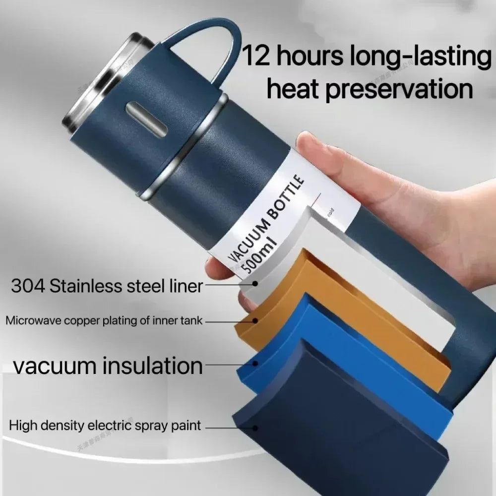 Stainless Steel Vacuum Flask Gift Set Business Style Thermos Bottle Outdoor Travel Insulation Cup for Couple Office Drinkware