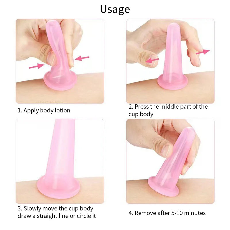 Silicone Vacuum Cupping Massage Jars Anti Cellulite Massage Facial Suction Cups Face Neck Lift Skin Scraping Guasha Anti Wrinkle