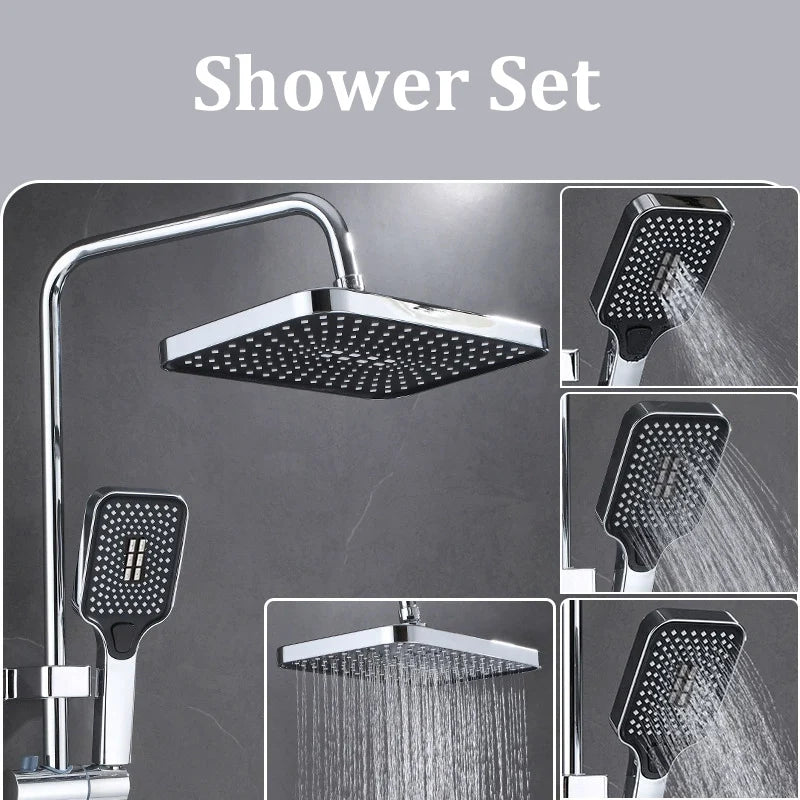 High Quality Set 12 Inch Large Size Shower Head / 3 Modes Handheld Water Saving Shower Home Booster Shower Combination