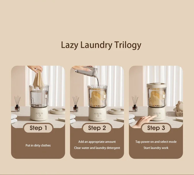 Portable Small Washing Machine Automatic Makeup Brush Cleaner Household Mini Washing Machine for Socks Underwear Panties Washer
