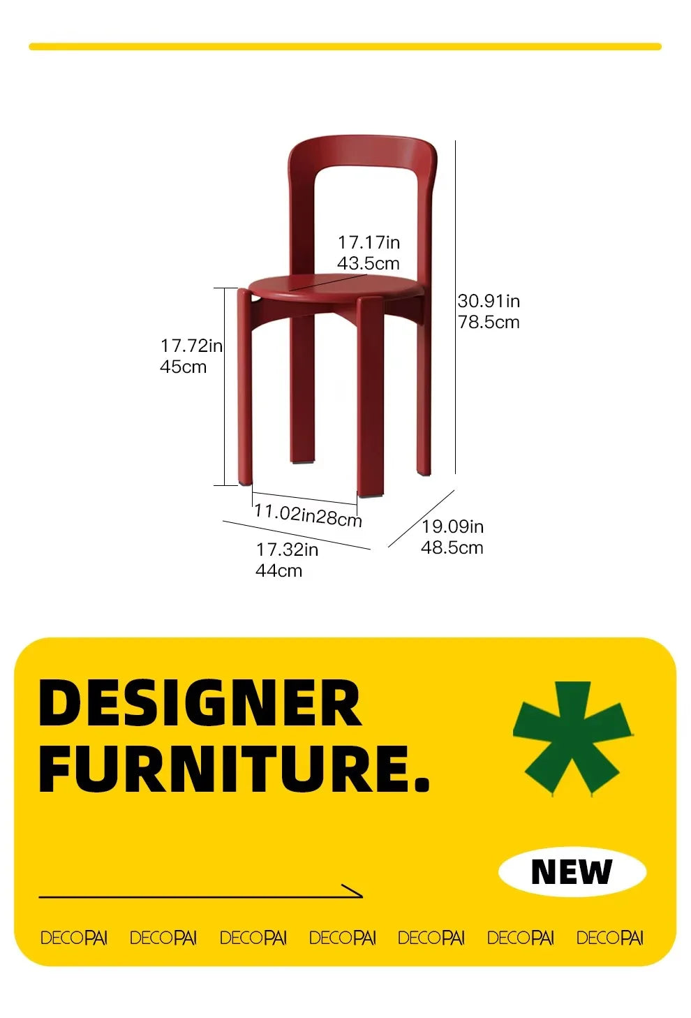 Rey Chair Nordic Beech Solid Wood Plywood Dining Stackable Vintage Curved Backrest Swiss Chair