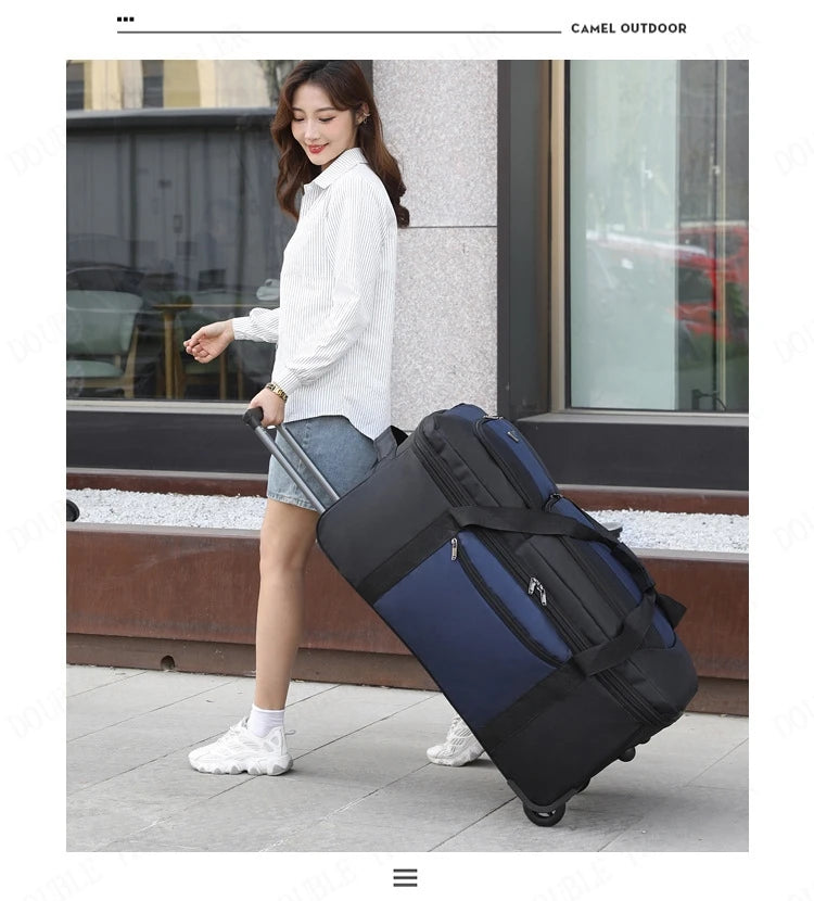2025 New Travel Bags with Wheels Oxford Cloth Trolley Luggage Bag Organizes Folding Bags Quality Large Size Suitcases valises