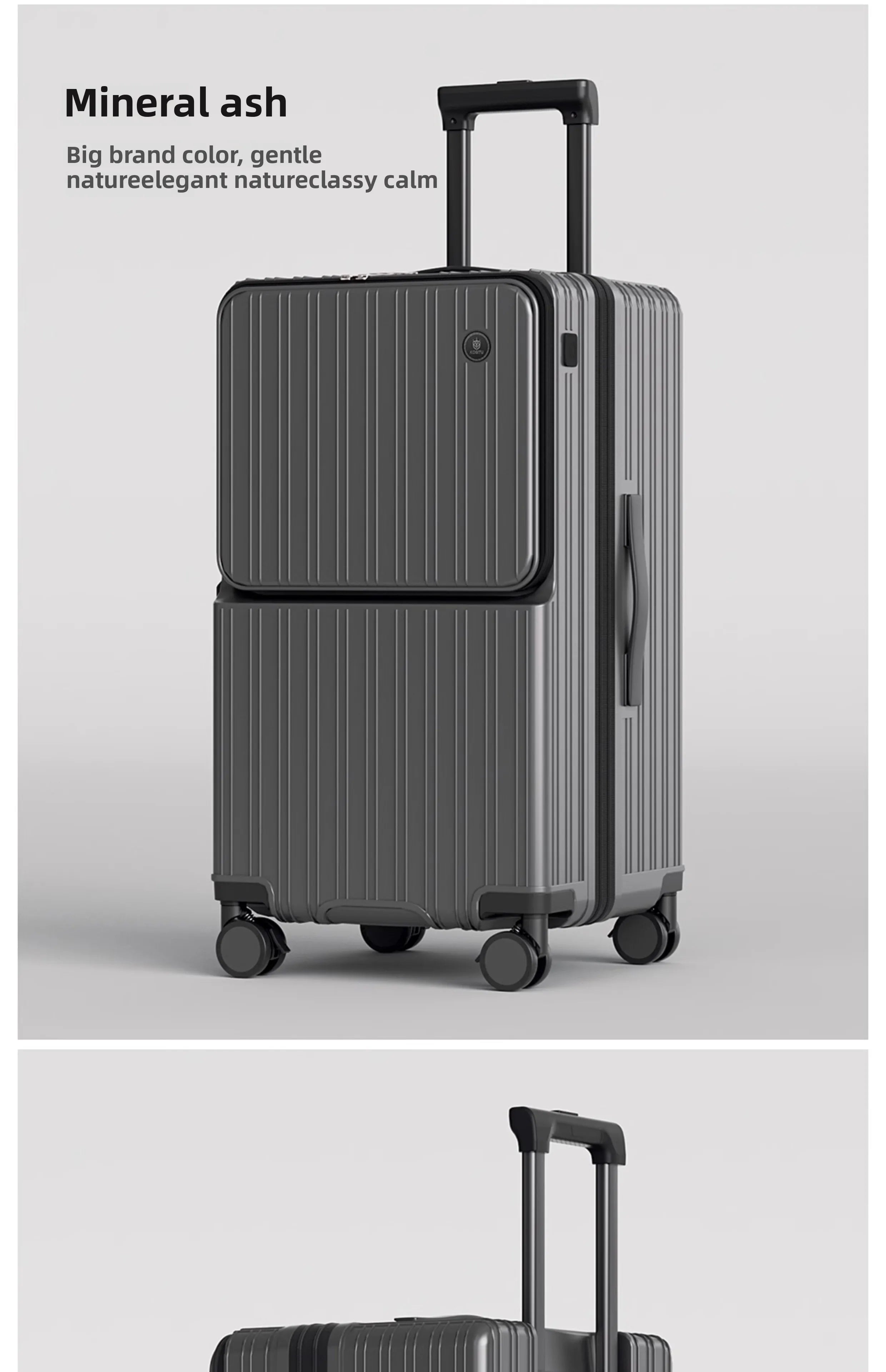 KLQDZMS Cabin Suitcase 20"22"24"26"28"30 Inch Large Capacity Trolley Case USB Charging Boarding Box Front Opening Luggage