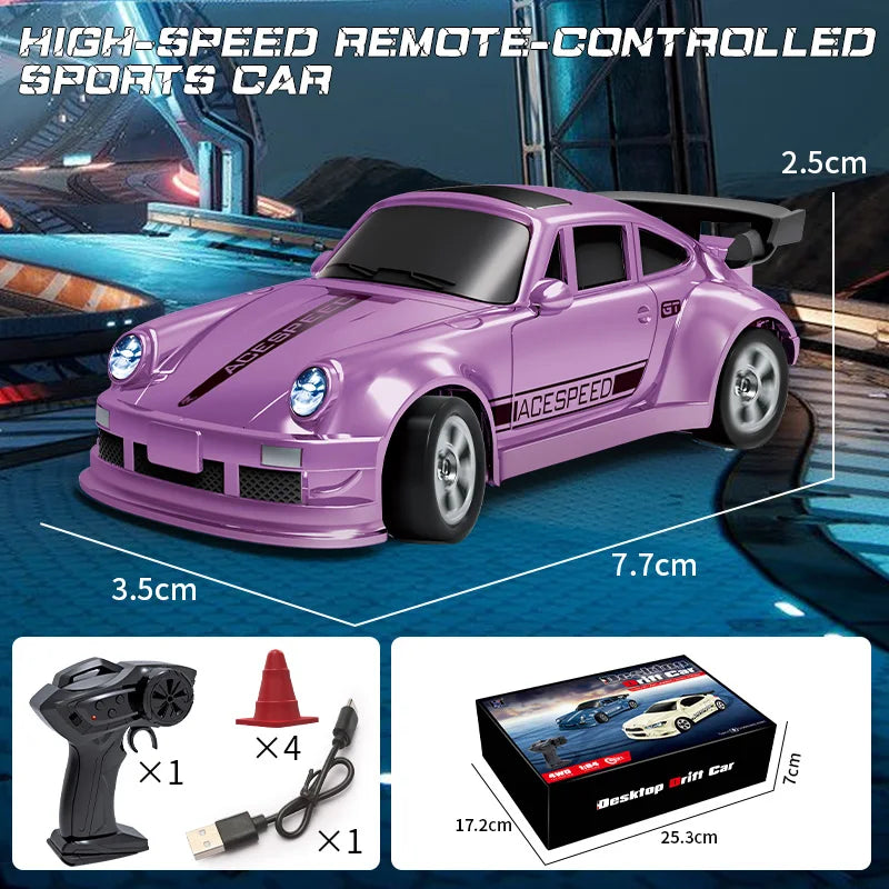 1/64 RC Car Four-Wheel Drive Remote Control Desktop Stunt Car Full Proportions Mini Racing Drift Car Toy Model Boy Gift