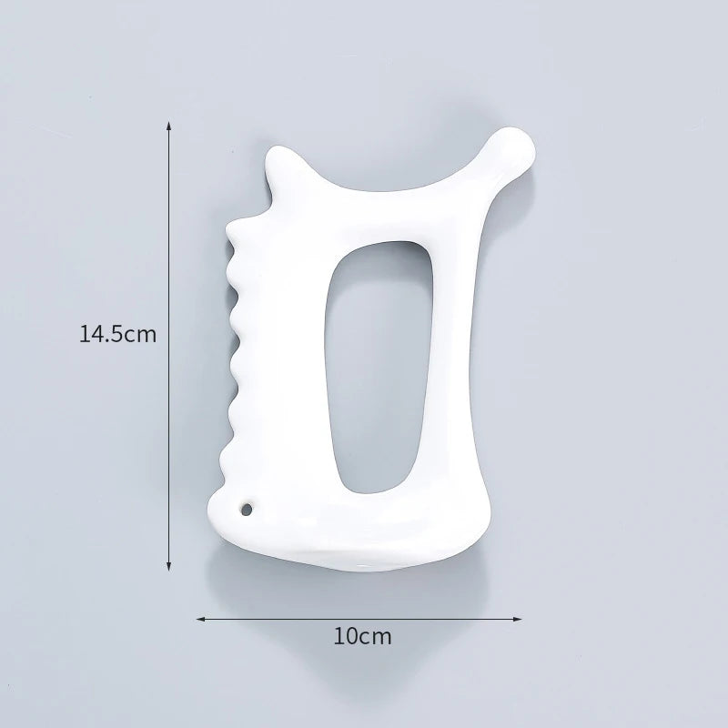 White Ceramic Scraping Board Facial Guasha Handheld Full Body Universal Type Acupoint Massager Lymphatic Drainage Massager