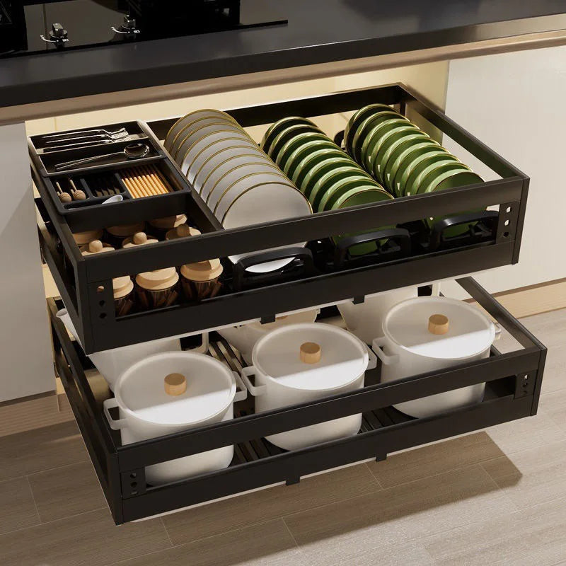 Kitchen Cabinet Stainless Steel Double Layer Basket