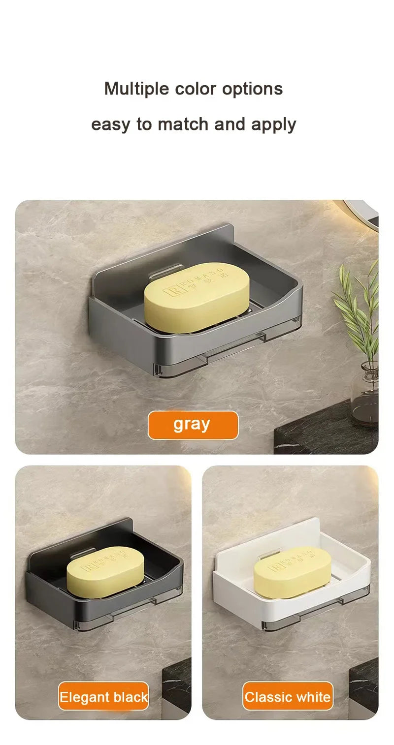 Bathroom Soap Holder Free-Punching Wall Mounted Soap Sponge Holder Organizer Double drainage Soap Dish Bathroom accessories