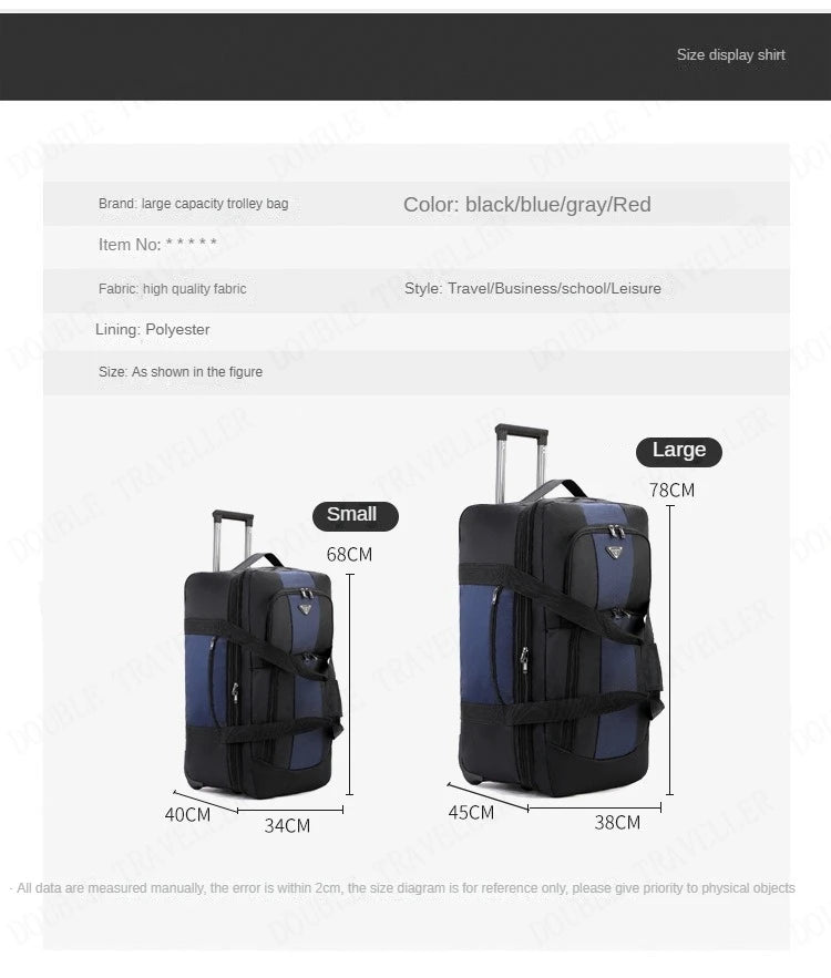 2025 New Travel Bags with Wheels Oxford Cloth Trolley Luggage Bag Organizes Folding Bags Quality Large Size Suitcases valises