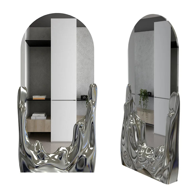 Wall hanging water ripple household villa model room floor mirror full-length mirror visual decoration