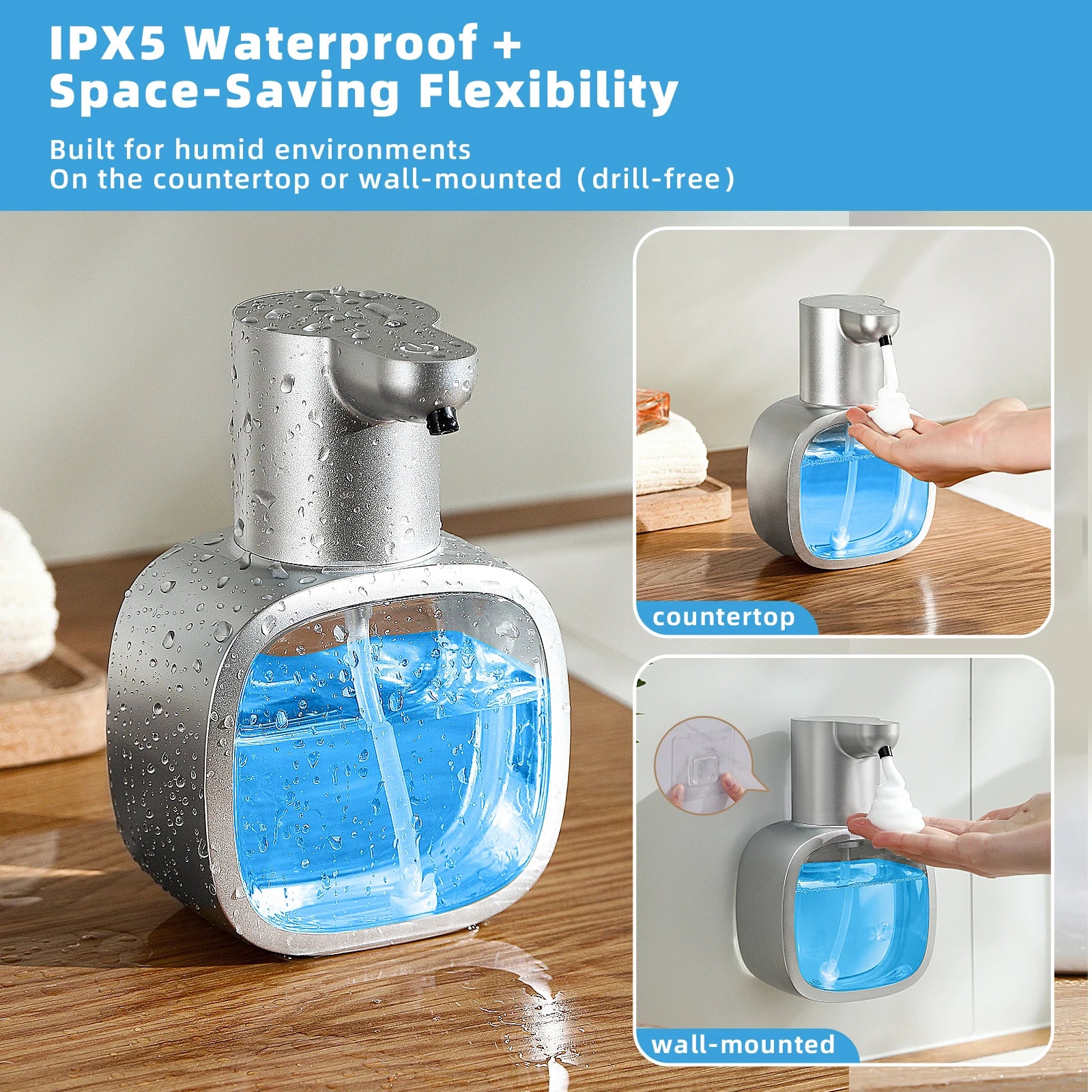 New Wall Mounted Automatic Soap Dispenser Foam Smart Hand Washing Machine 500ml Liquid Rechargeable Bathroom Induction Sensor