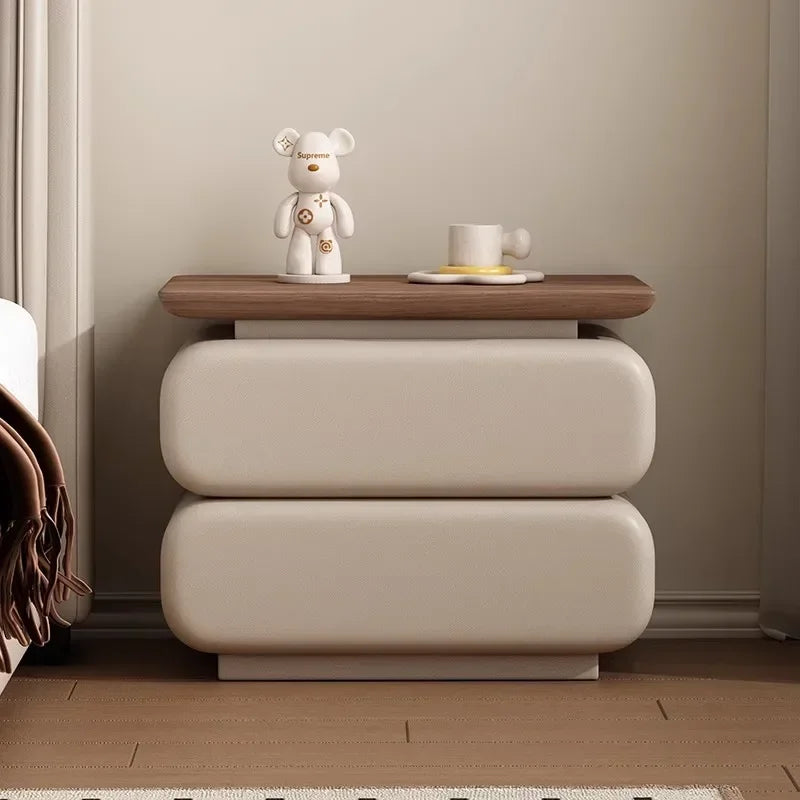 Cream Style Bedside Table Space Saving Nordic Trendy Unique Nightstands Storage Drawers Mesita De Noche Bedroom Furniture