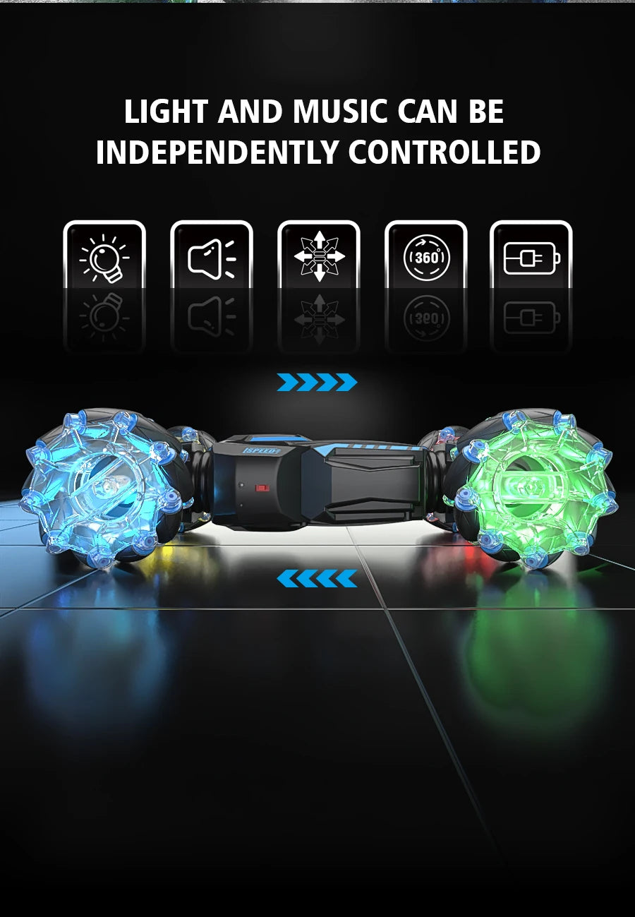 4WD RC stunt car rotation drift 2.4G wireless remote control car children's and boys sound and light toy car