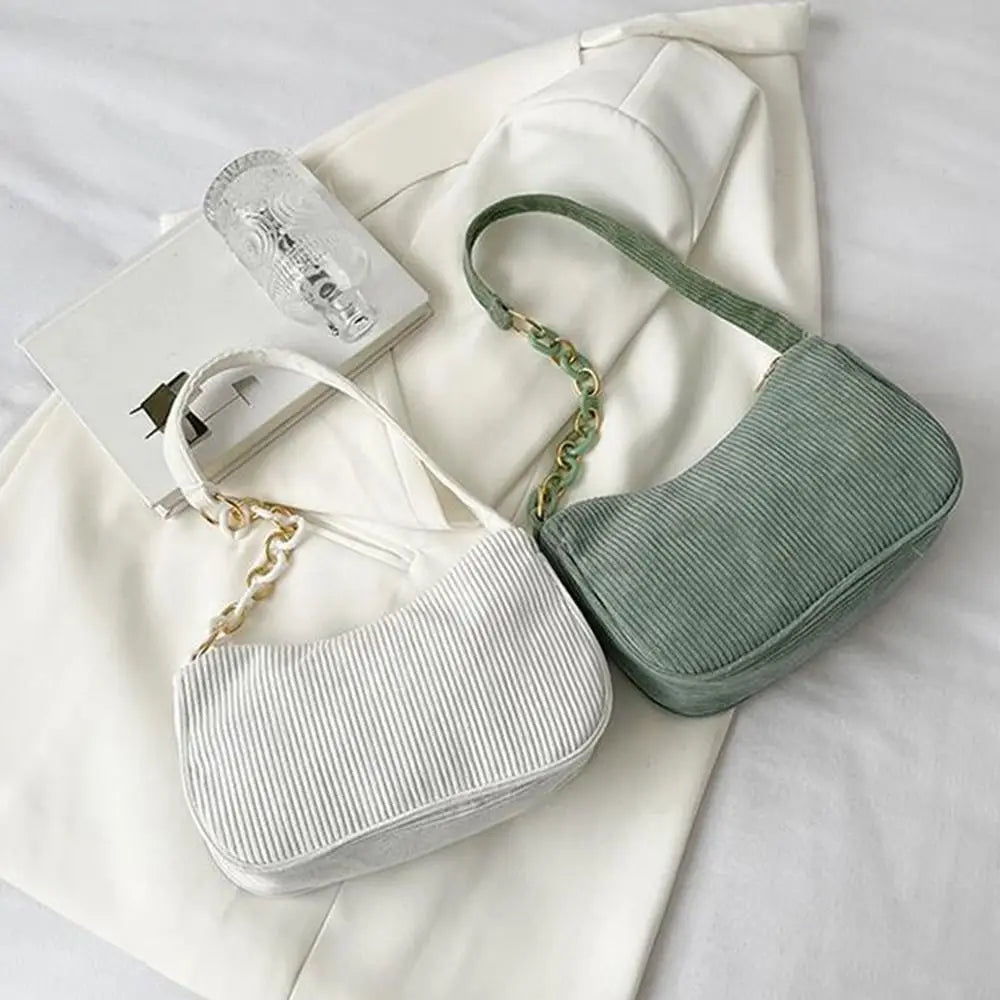 Fashion Vintage Handbags Women Autumn Winter Corduroy Underarm Bag  Zipper Shoulder Small Bags Female Soft Casual Clutch Handbag