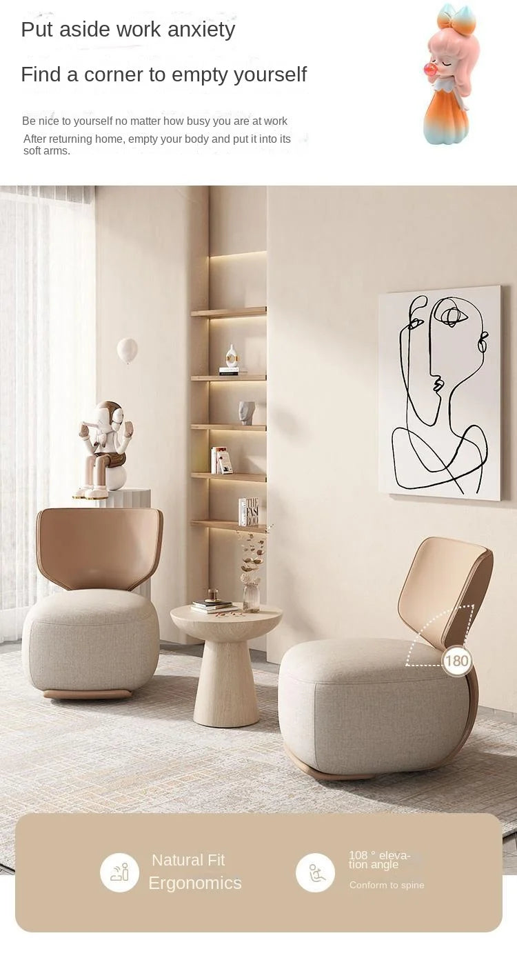 Log Light Luxury First Class Cabin Lounge Sofa Chair Nordic Living Room  Fabric Low Stool Balcony Leisure Armchair 2023 New