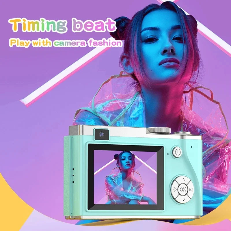 Digital Camera 4K HD Kid Camera 48MP Autofocus Vlogging Camera 2.4 Inch Retro Fashion Portable Video Camcorder for Beginners