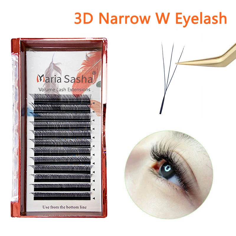 MARIA 3D Narrow W Shape Eyelashes Hand Premium lashes Soft Light Natural Lashes Extension Supplies Makeup Mesh Net Cross Lash