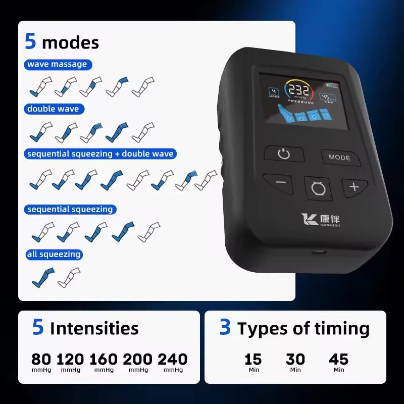 Air Compression Leg Massager Boots Foot Calf Pressotherapy Air Pressure Therapy Device 4 Chamber Fast Recovery Massage Machine