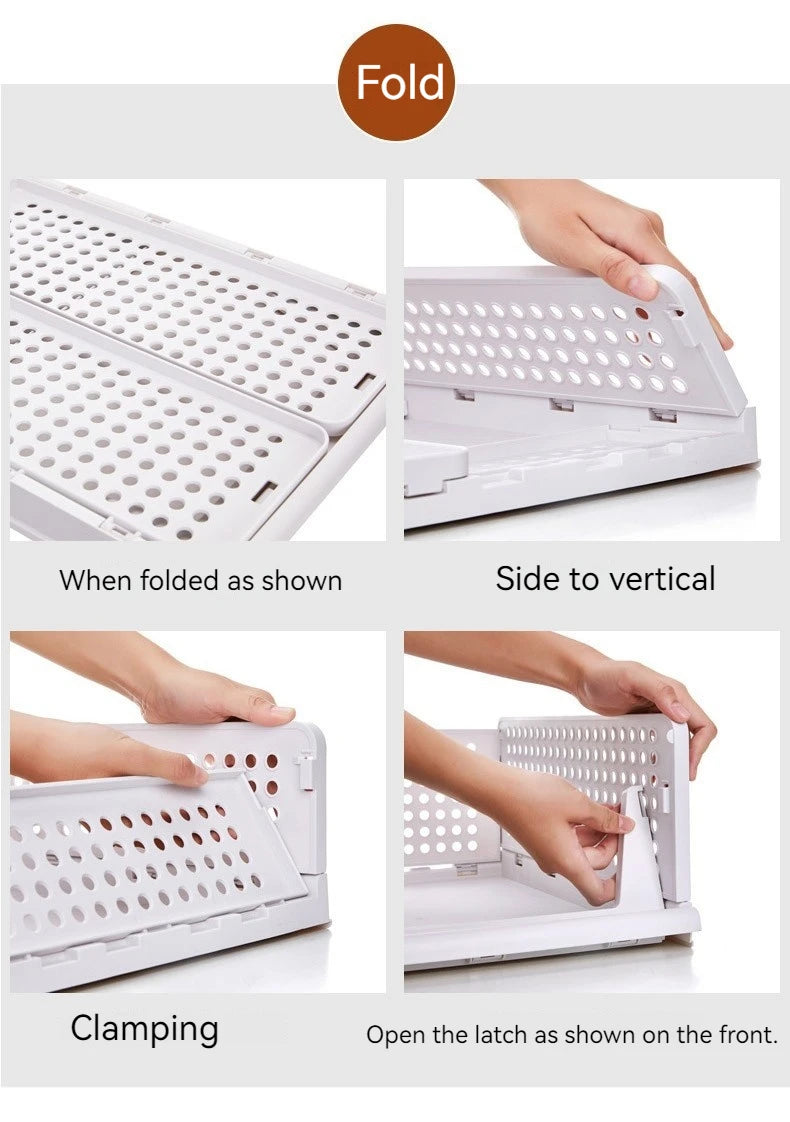 6 Pack Folding Closet Organizers Storage Box, Stackable Plastic Storage Basket, Closet Organizers and Storage Drawer Shelf Stora