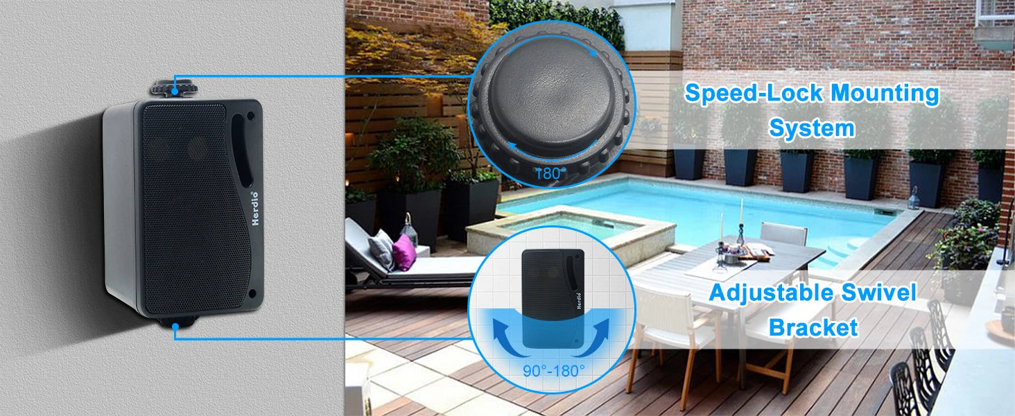 Herdio 3.5‘’ 2PCS Passive Outdoor Speakers Wired Waterproof 200W 3 Way Premium Mountable Wall Mount Speakers With Superior Sound