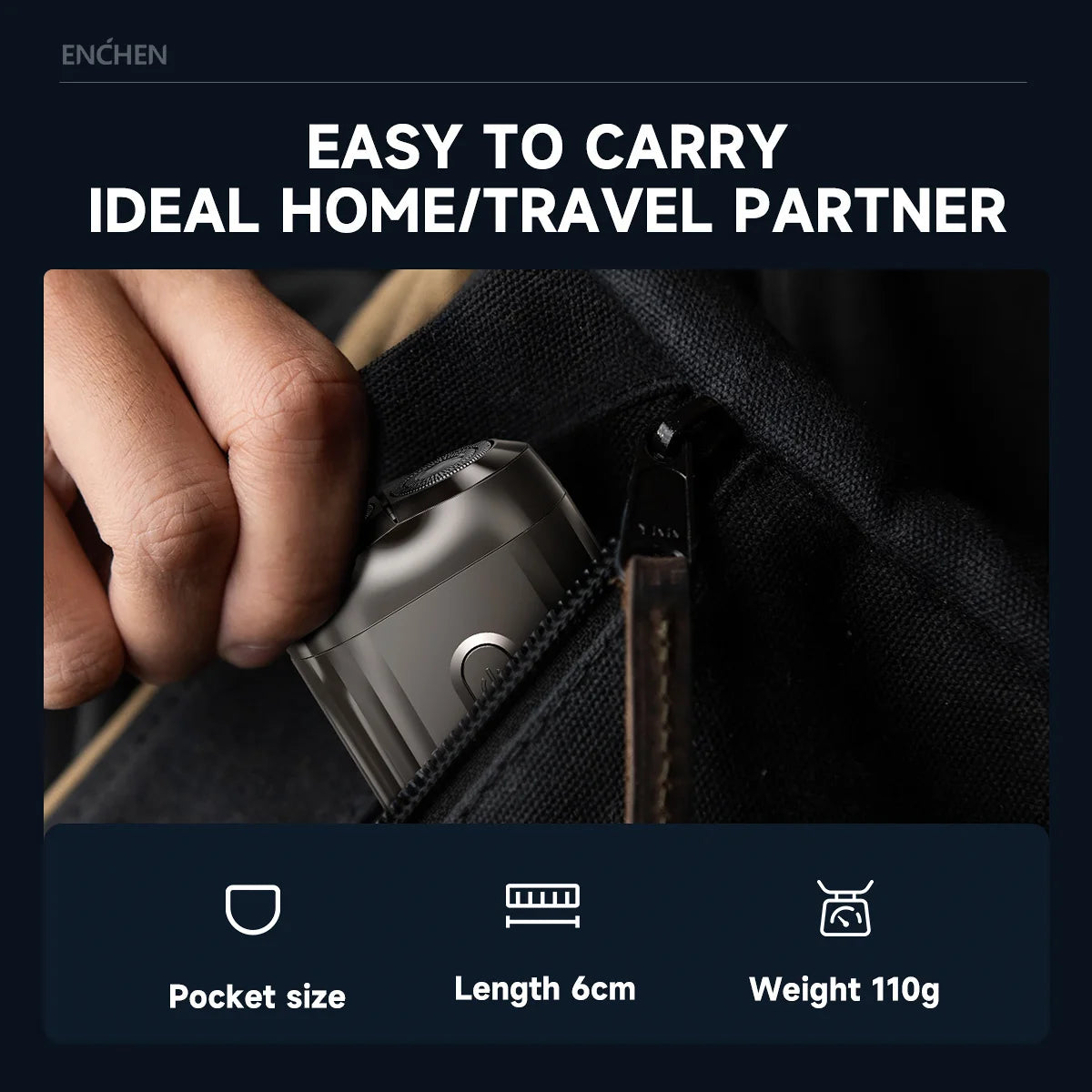 ENCHEN Mini6 2-Direction Flex Heads Electirc Shaver 100% Waterproof Up to 60-Min OF Cordless Shaving With Magnetic Cutter Head