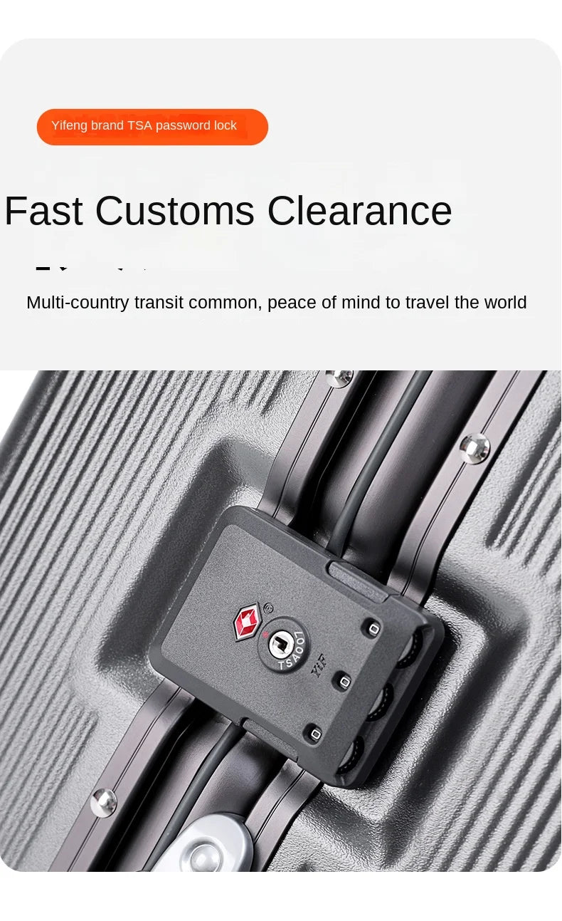 24"26 Inch Travel Suitcase Aluminum frame Wide Trolley Case Carry-on Luggage with Cup Holder 20Inch Boarding Box Rolling Luggage