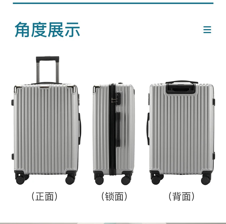 Men's Luggage 22-24 Inch Large Capacity Thickened Durable Travel Suitcase with Password Lock Student Suitcase Leather Carry-On