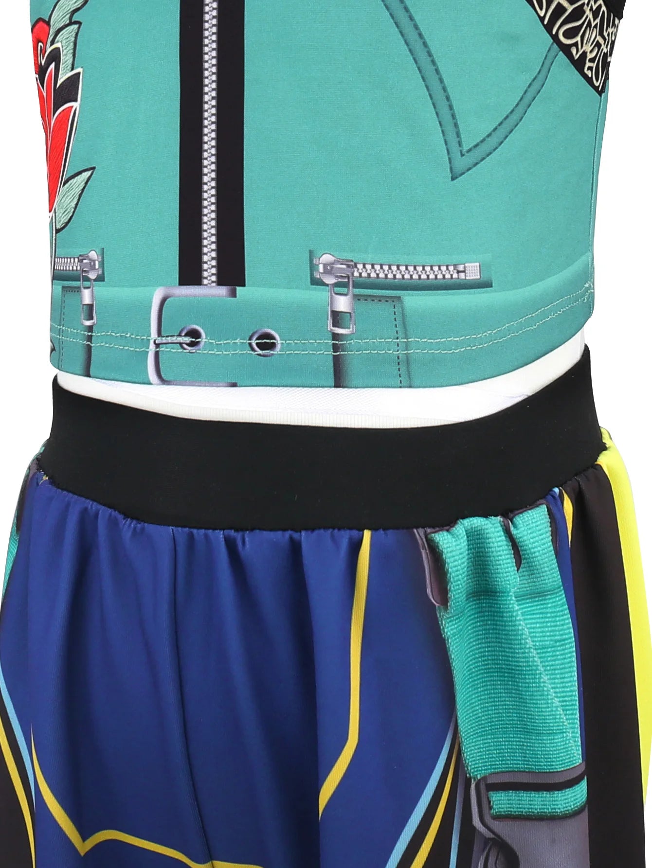 Girl Devil Hunter Pop Singer Embroidered Coat Top Shorts Tassel Necklace 4-piece Halloween Stage Set 4-12-year-old Girl Clothes