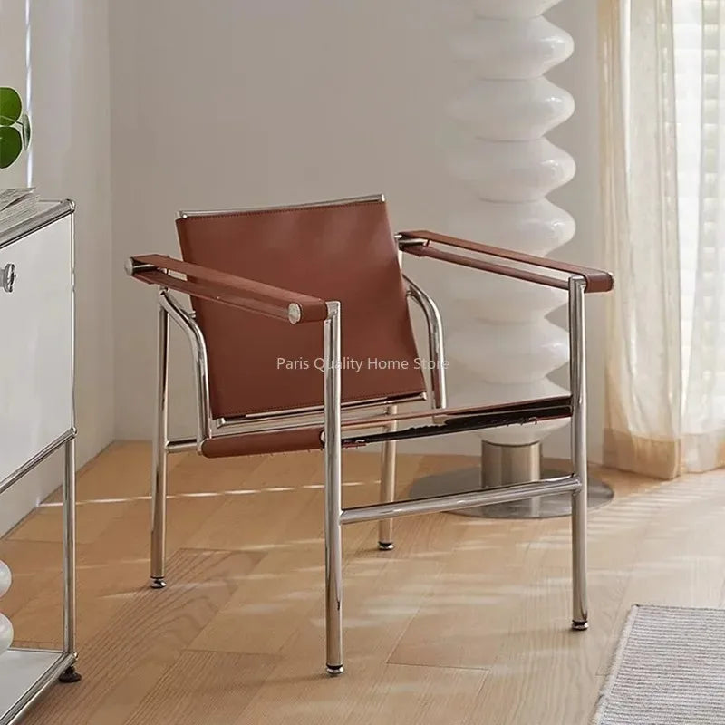 Le Corbusier Italian Style Single Sofa Chair Designer Vintage Single Chair Stainless Steel Leisure Chair