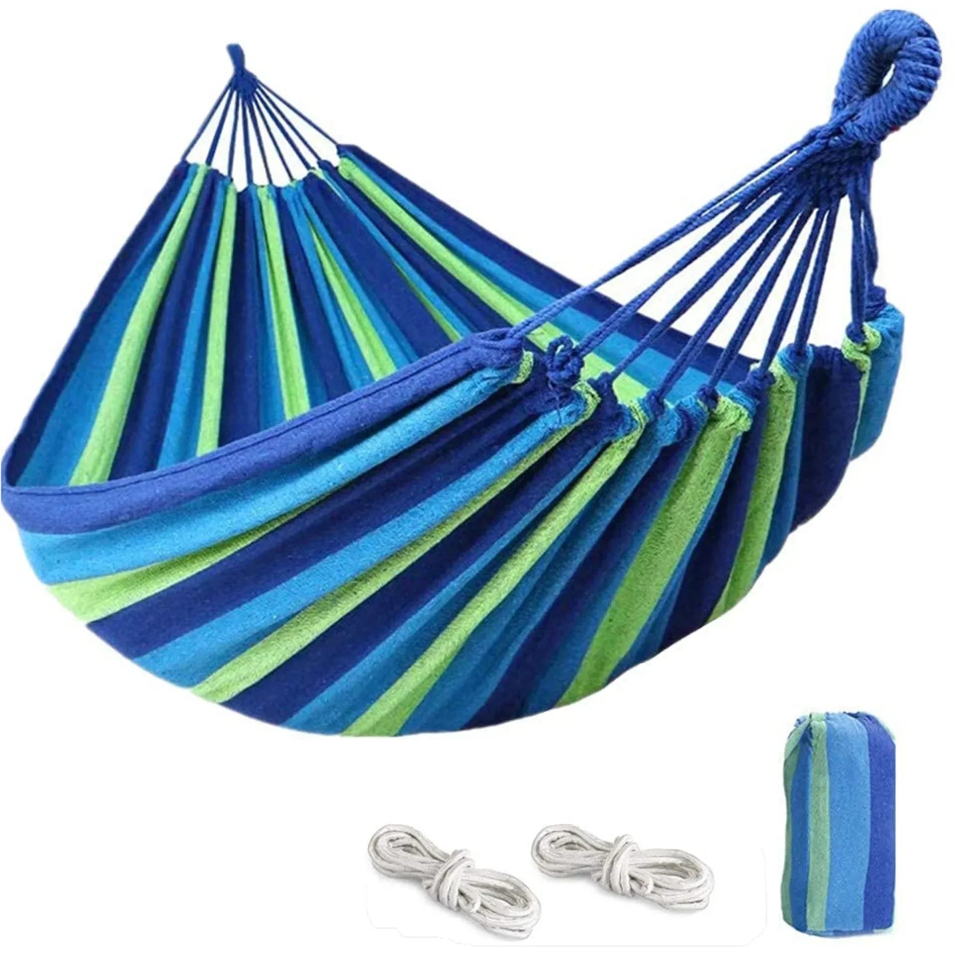 Portable Travel Anti-rollover Thickened Hanging Hammocks Outdoor Indoor Single Double Canvas Hammocks Courtyard Children's Swing