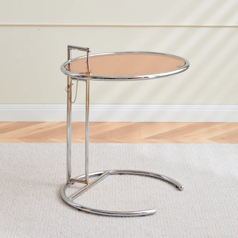 Nordic Glass Coffee Tables Living Room Furniture Side Table Balcony Stainless Steel Lifting Tea Table Transparent Bedside Tables