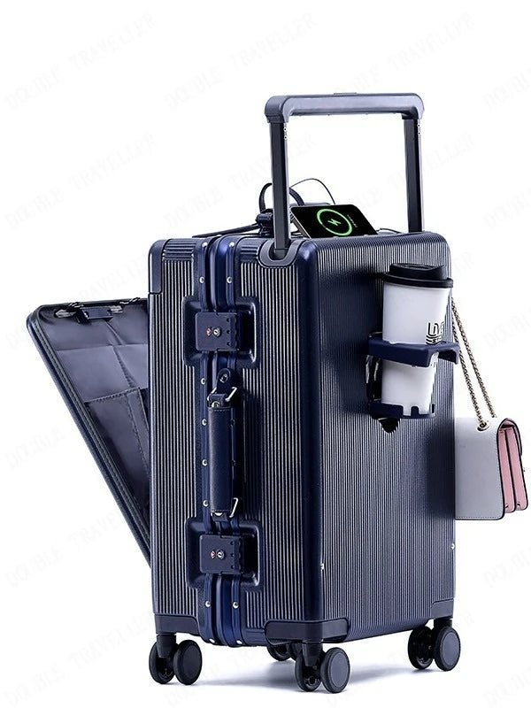 Aluminum Frame Luggage Password Carry on Luggage with Wheels Quiet Universal Wheel Fashion Travel Box Pull Rod Box
