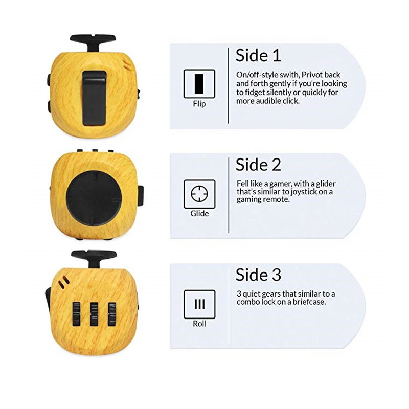 Fidget Cube Toys,6 Sides Anti Stress Fidget Cube Dice For Kids Adults Autism ADHD OCD Anxiety Relief Focus,EDC Hand Sensory Toys
