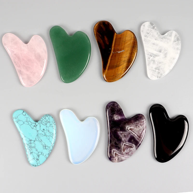 Heart Guasha Stone Face Rose Quartz Jade Massage Tool Chin Nose Lifting Firming Scraping Board Massage Facial Health Care Skin