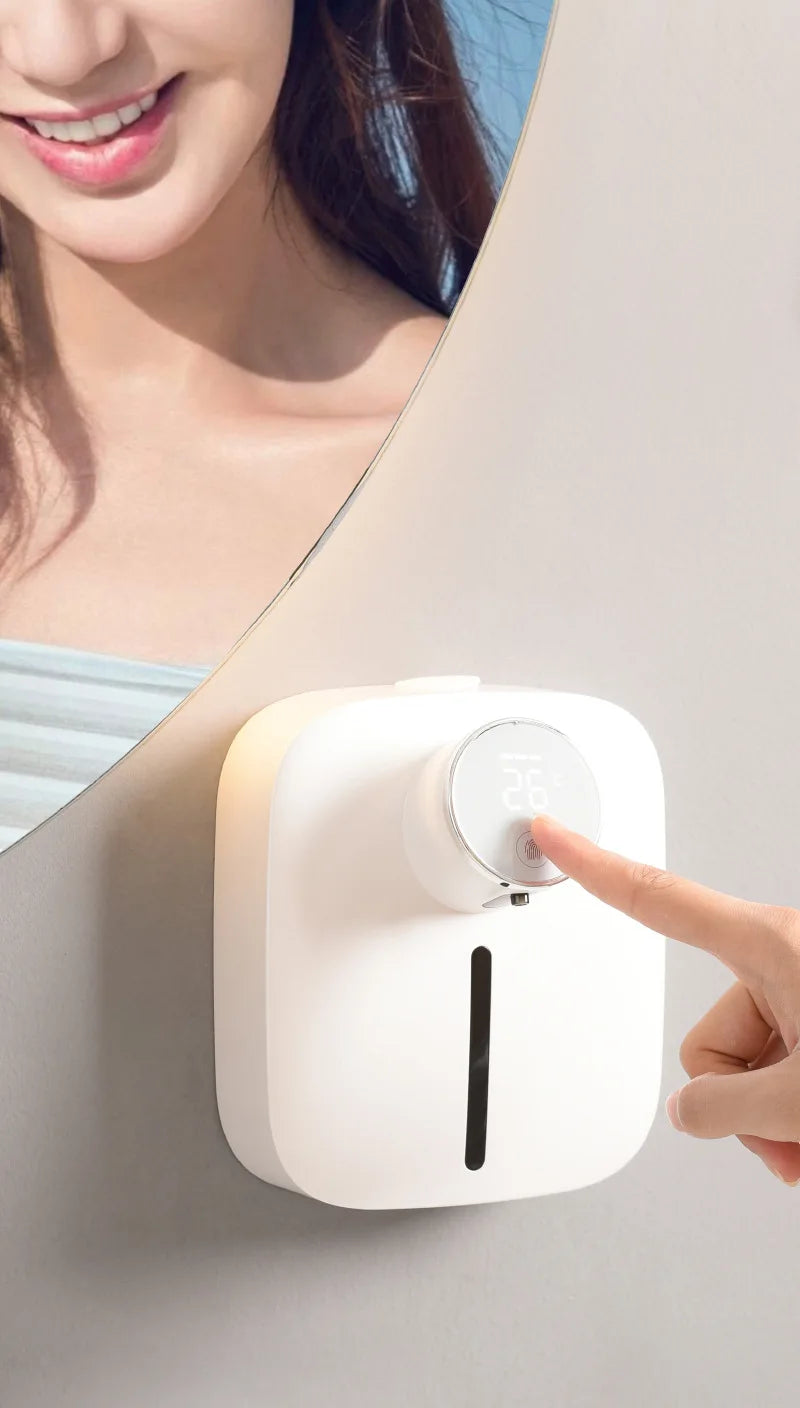 Wall-mounted Automatic Soap Dispenser Multifunctional Infrared Sensor LED Digital Display Touchless Foam USB Rechargeable