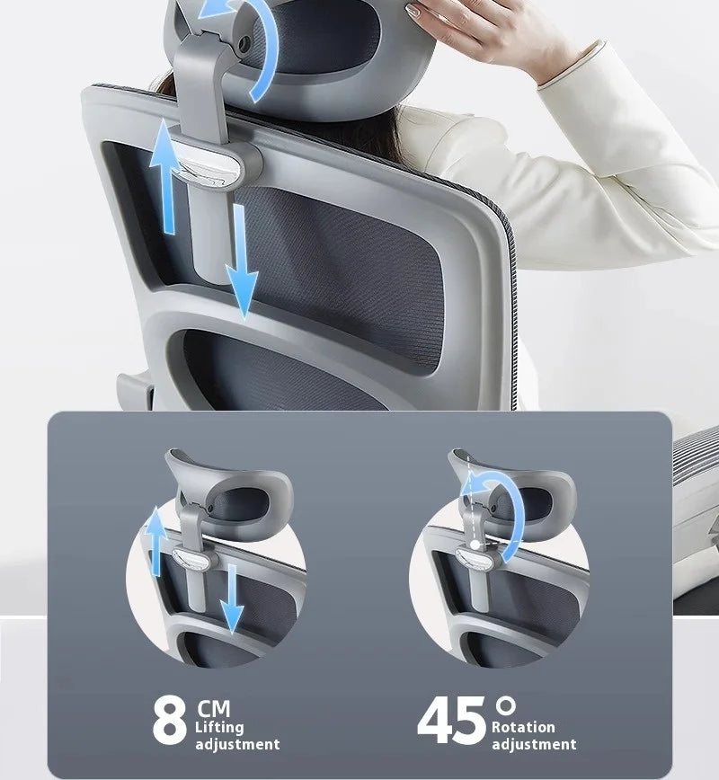 Ergonomic Office Chair Liftable Mesh Computer Chair with 4D Lumbar Support Home Office Swivel Chair with Latex Seat Cushion