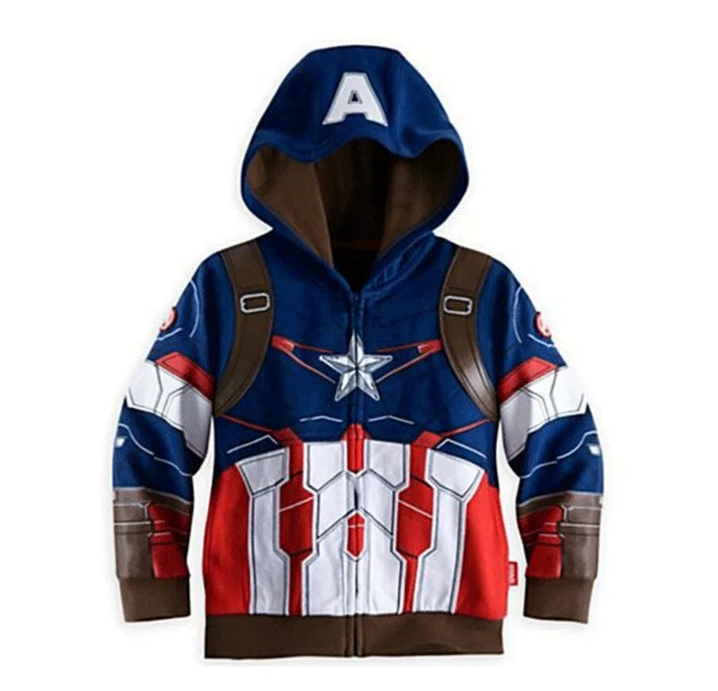 Spring Autumn Boys Coats Marvel Avengers Iron Man Spiderman Hooded Boy Jacket Children Warm Outerwear Kids Clothes
