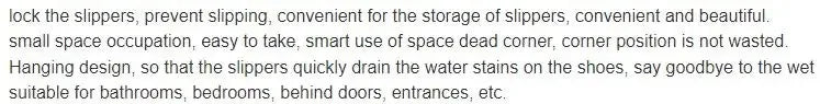 Non Perforated Simple Shoe Storage Rack Bathroom Door with Drainage on The Back Wall Bathroom Slipper Rack Wall Mounted Hook