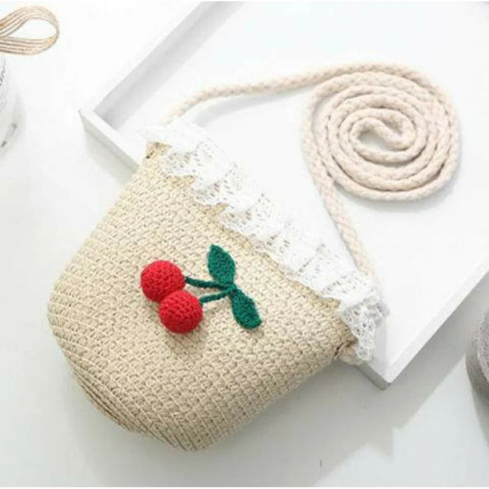 Kids Cute Hand Bag Children's Weave Shoulder Bags Fashion Straw Cross Bag For Girls Made From Natural